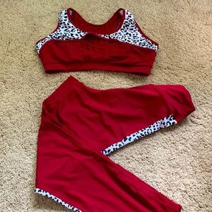 SHEIN Matching Athleisure Set Size X Red Leopard Print